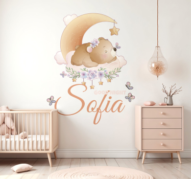 Vinilo pared bebé Lindo oso para niño con nombre - TenVinilo