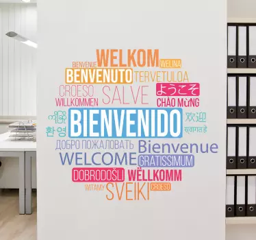Vinilo texto bienvenido en varios idiomas - TenVinilo