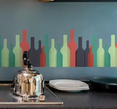 Vinilo cocina botellas de vino - TenVinilo