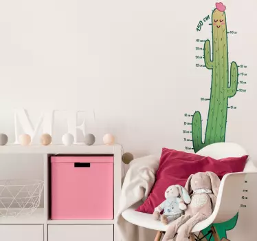 Vinilo infantil cactus candelabro medidor - TenVinilo