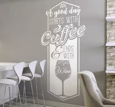 Vinilo frase café y vino - TenVinilo