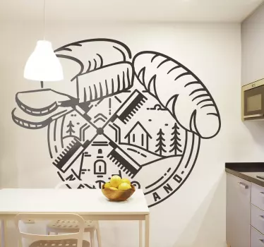 Vinilo decorativo para cocina de pan y molino - TenVinilo