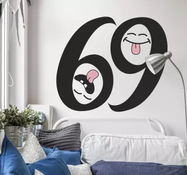 Vinilo decorativo erótico posición 69 con caritas - TenVinilo