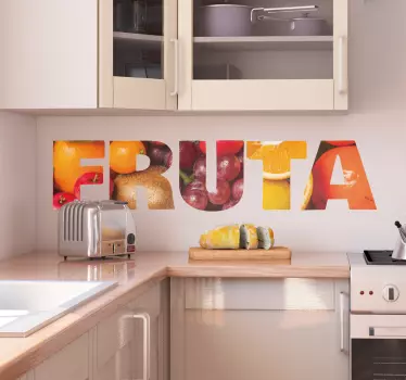 Vinilo pared Fruta texto - TenVinilo