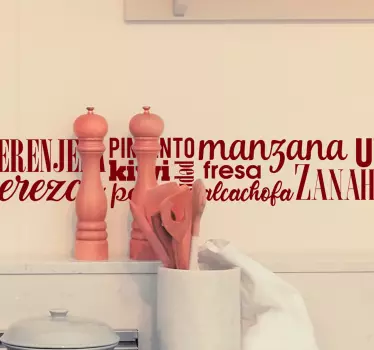 Vinilo frase Frutas y hortalizas - TenVinilo