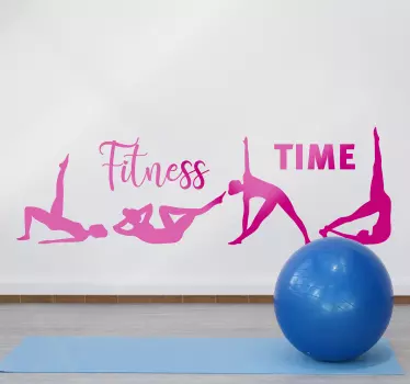 Vinilo decorativo para gimnasio frase fitness time - TenVinilo