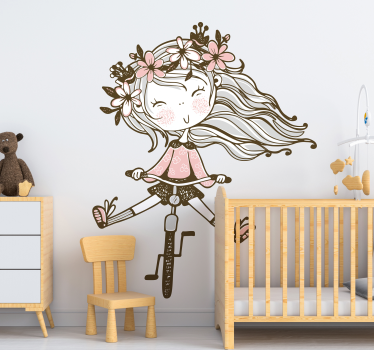Vinilo infantil pared con cabeza de flor - TenVinilo