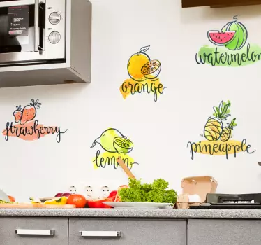 Vinilo frase Nombres de frutas - TenVinilo