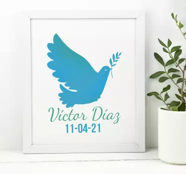 Vinilo para casa paloma de la paz con nombre - TenVinilo