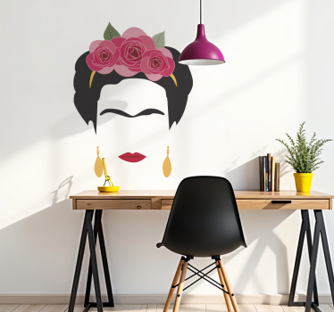 Vinilo para salón retrato minimalista Frida Kahlo - TenVinilo