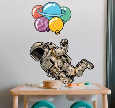 Vinilo persona explorador espacial con globos - TenVinilo