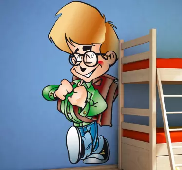 Vinilo personaje de dibujo animado alegre - TenVinilo