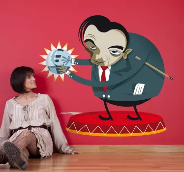 Vinilo personaje de dibujos manipulando el globo - TenVinilo