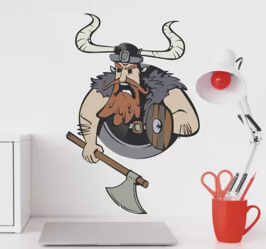 Vinilo personaje guerrero vikingo feroz - TenVinilo