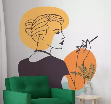 Vinilo personaje ilustración de mujer elegante - TenVinilo