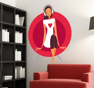 Vinilo persona mujer elegante relajándose - TenVinilo