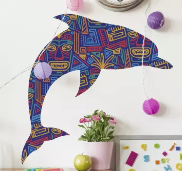 Pegatinas pez Delfines moari art - TenVinilo