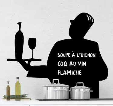 Vinilo pizarra tiza para cocina de camarero - TenVinilo