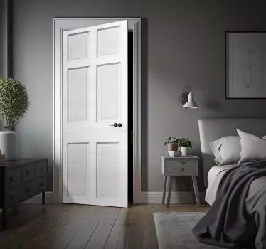 Vinilo para puerta madera blanca con molduras - TenVinilo