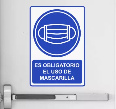 Vinilo para puerta mascarilla obligatorio - TenVinilo