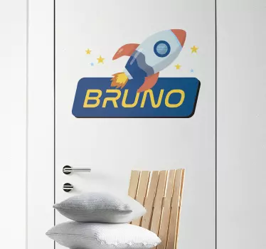 Vinilo para puerta personalizable nombre astronauta - TenVinilo
