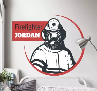 Vinilo retrato de bombero personalizable - TenVinilo