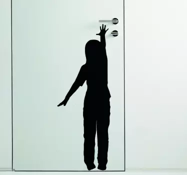 Vinilo para puerta Child Reaching for Door Handle - TenVinilo