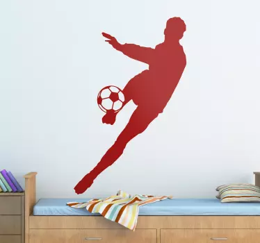 Vinilo silueta futbolista chutando balón - TenVinilo