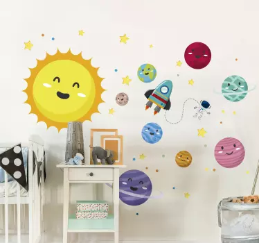 Vinilo espacio sistema solar infantil - TenVinilo