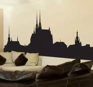 Vinilo skyline silueta de la ciudad de praga - TenVinilo