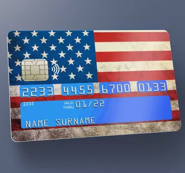 Vinilo tarjeta de crédito bandera americana - TenVinilo