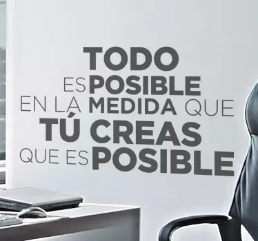 Vinilo texto motivacional todo es posible - TenVinilo