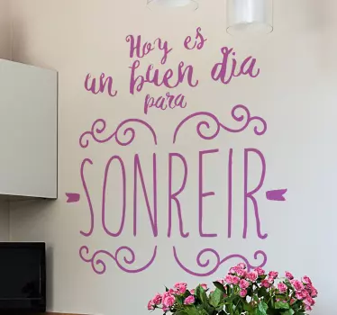 Vinilo texto un buen día para sonreír - TenVinilo