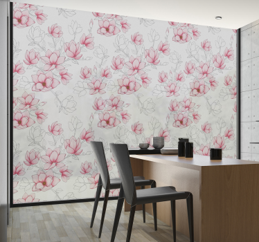 Vinilo adhesivo ventana de flores magnolia - TenVinilo