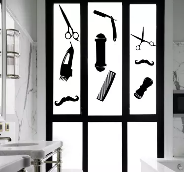 Vinilo adhesivo ventana de iconos de peluquería - TenVinilo