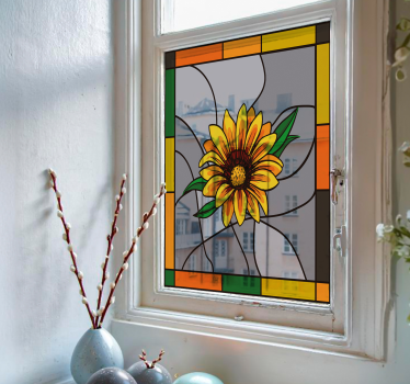 Vinilo ventana vitral de girasol - TenVinilo