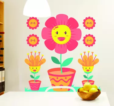 Vinilos bebés flores adorables sonrientes - TenVinilo