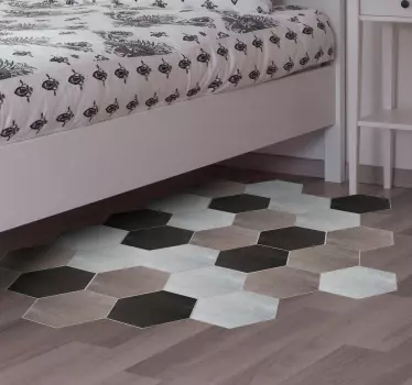Pegatina para suelo baldosas gráficas hexagonales - TenVinilo
