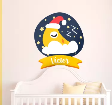Vinilo para niños dibujo luna durmiendo personalizable - TenVinilo