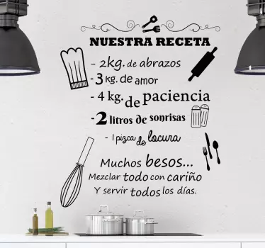 Vinilo decorativo para cocina nuestra receta - TenVinilo