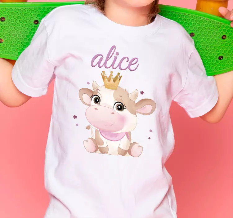 Camiseta bebé Linda vaca para niña con nombre - TenVinilo