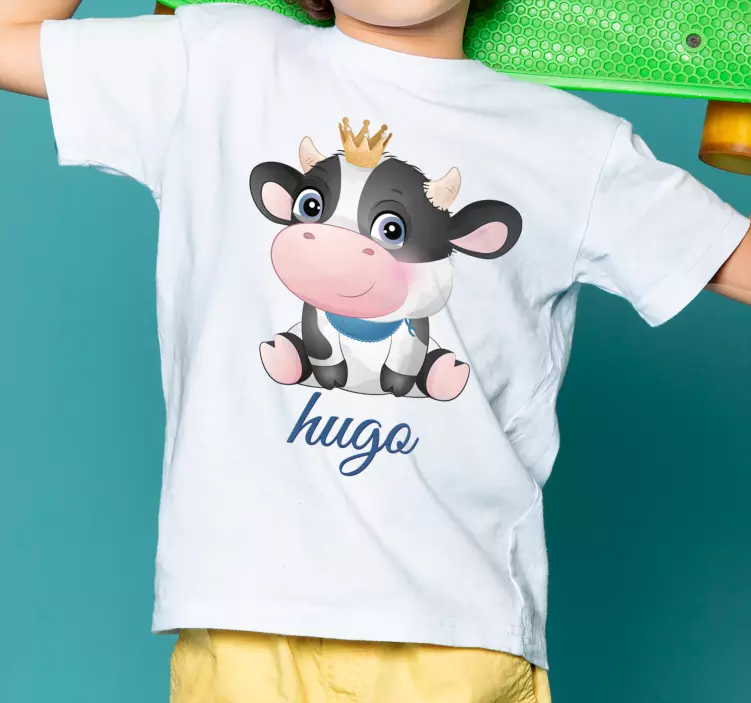 Camiseta bebé Linda vaca para niño con nombre - TenVinilo