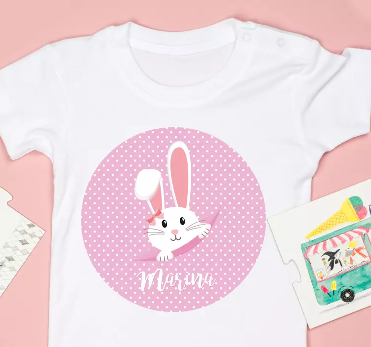 Camiseta bebé Lindo conejito para niña con nombre - TenVinilo