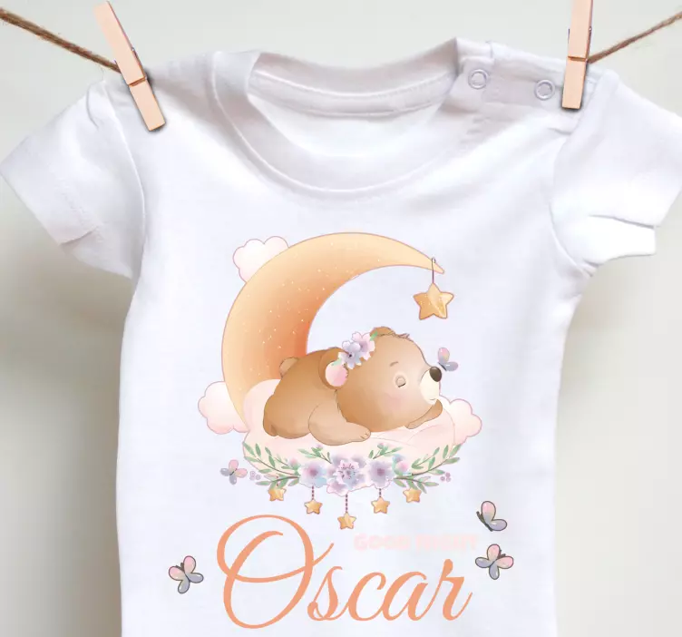 Camiseta bebé Lindo oso para niño con nombre - TenVinilo