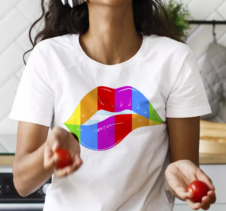 Camiseta personalizada labios multicolor - TenVinilo
