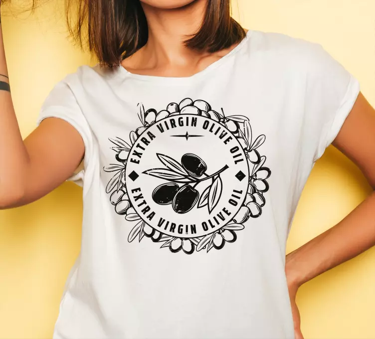 Camiseta personalizada con logo de aceite de oliva - TenVinilo