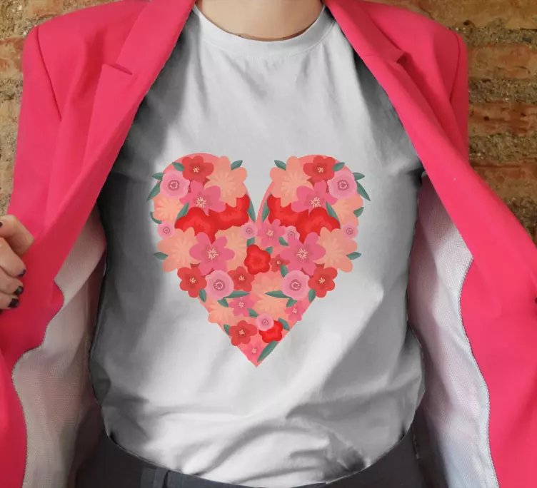 Corazón lleno de flores camiseta personalizada - TenVinilo