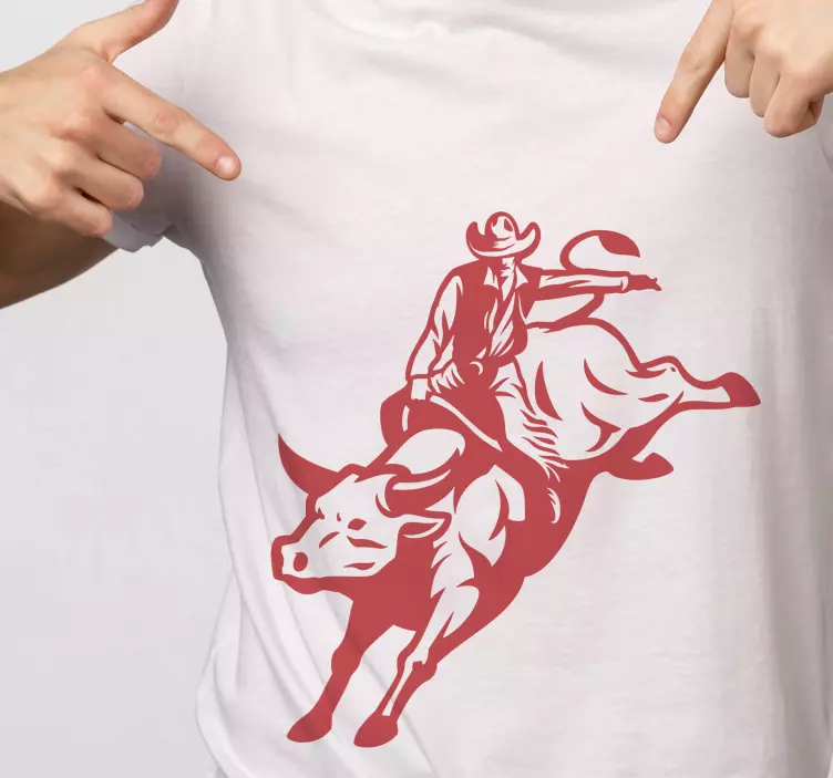 Camiseta cowboy vaquero montando un toro - TenVinilo