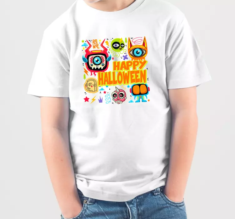 Camiseta Halloween Monstruo de dibujos animados feliz - TenVinilo