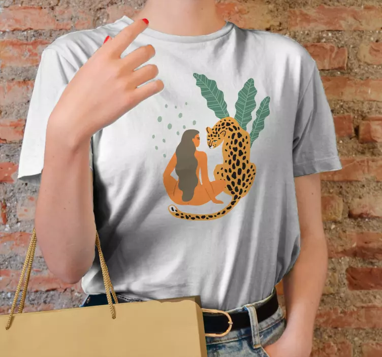 Camiseta personalizada de mujer de moda y leopardo - TenVinilo